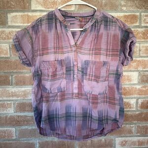 Pilcro by Anthropologie Purple Plaid Button Down Shirt XS